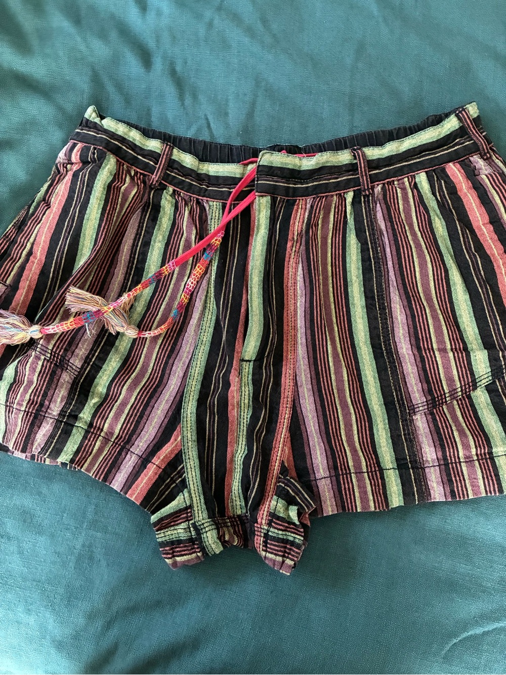 Free People Striped Multicolor Women’s Casual Shorts with Drawstring